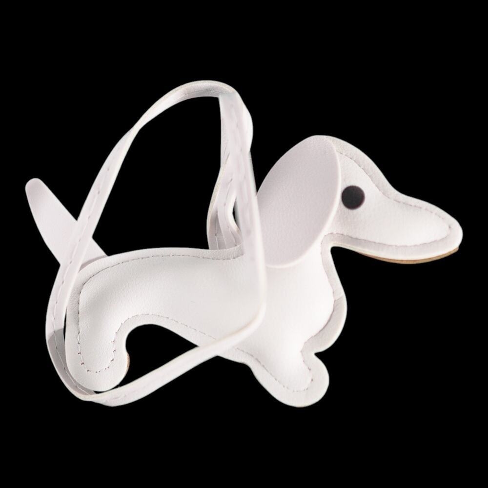 Dachshund Bag Charm Keychain Faux Leather Dog Mom Y2K Cottagecore White NWT - Picture 8 of 9